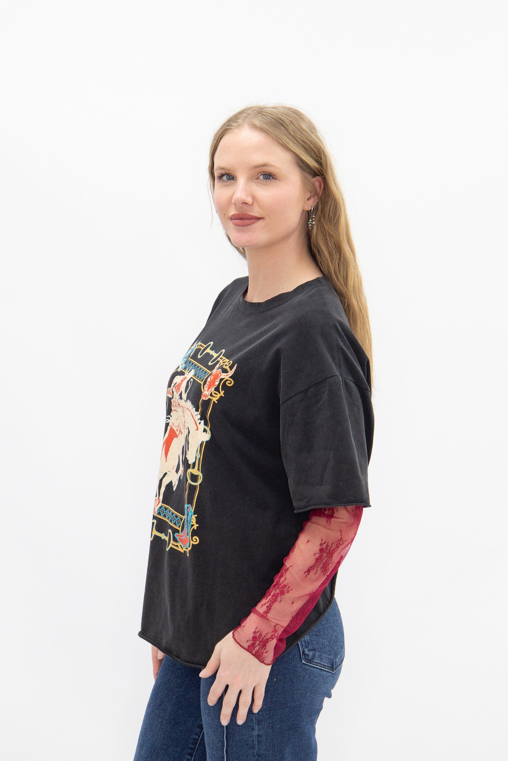 Horse Bit Frame on Black Boxy Tee