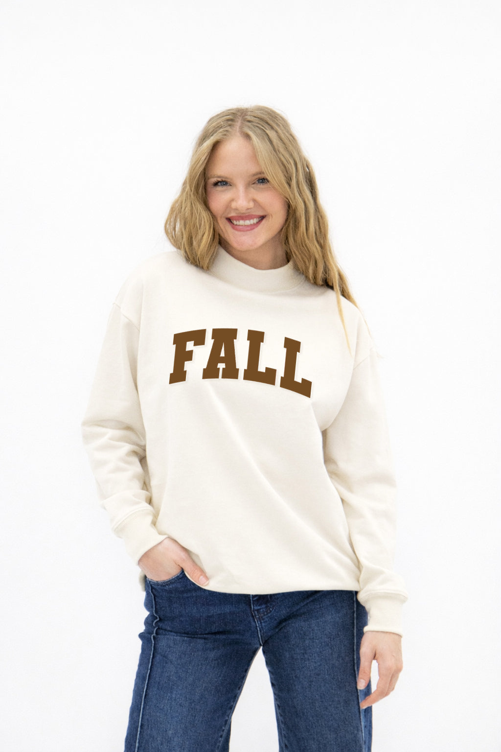 Fall on Mock Neck Sweatshirt, Ivory