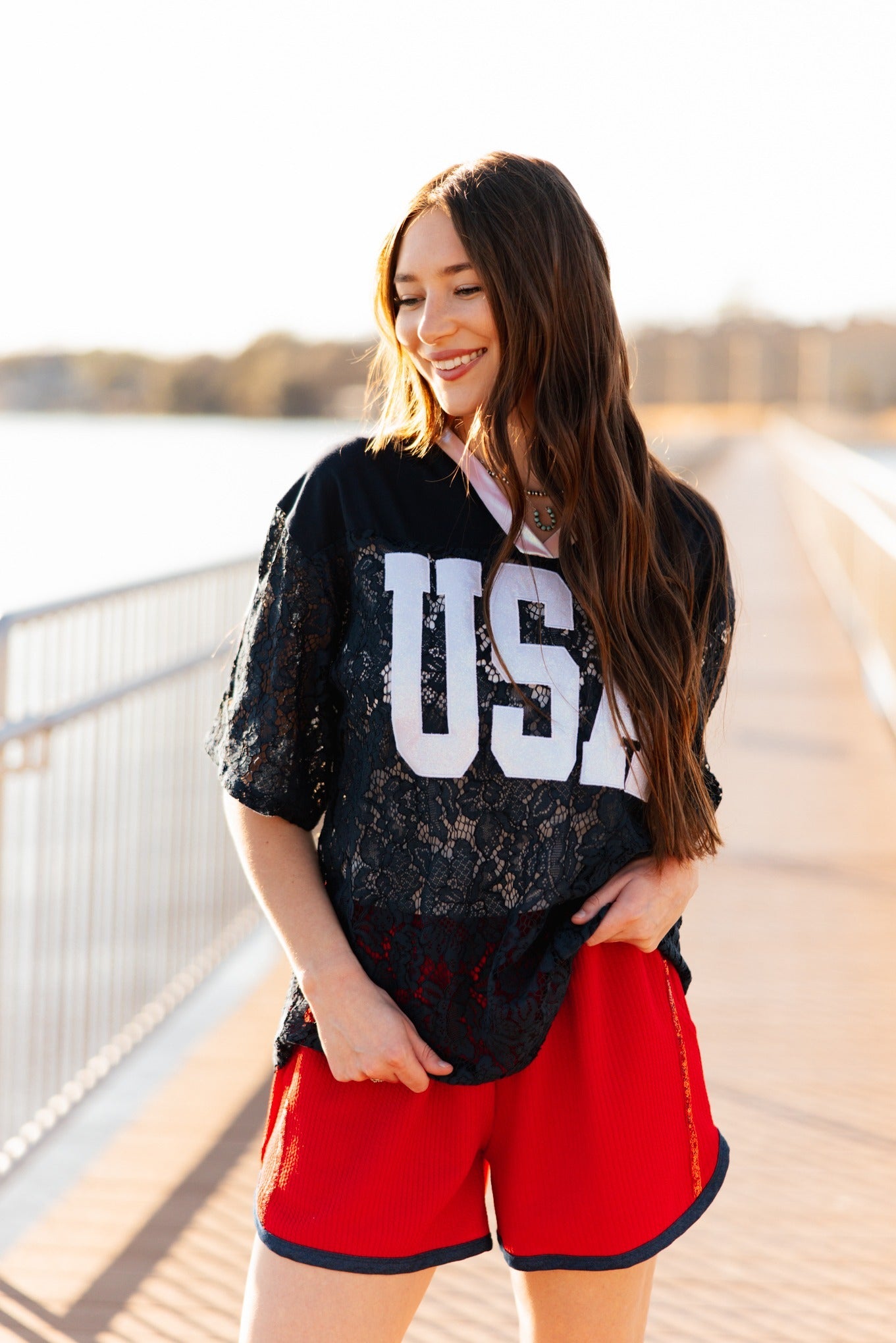 Navy Lace "USA" Jersey