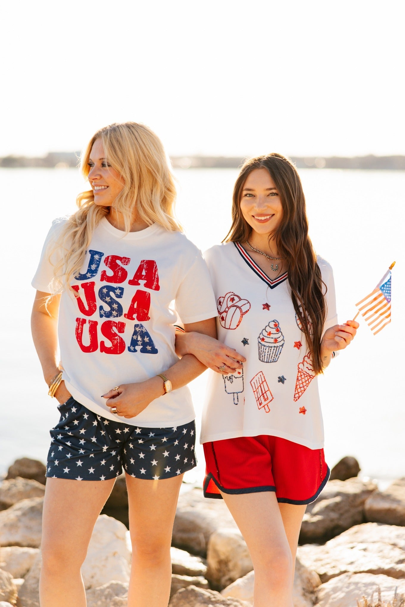 USA on White Blank Tee Shirt