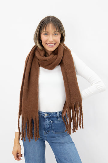 Brushed Woven Scarf, Brown