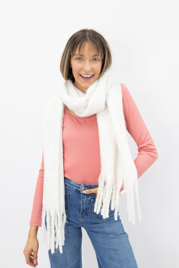 Brushed Woven Scarf, White