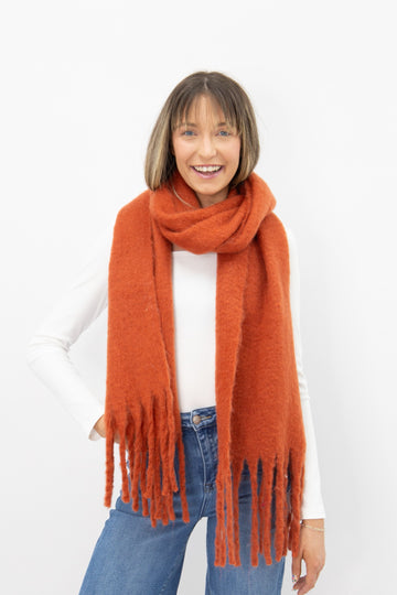 Brushed Woven Scarf, Rust