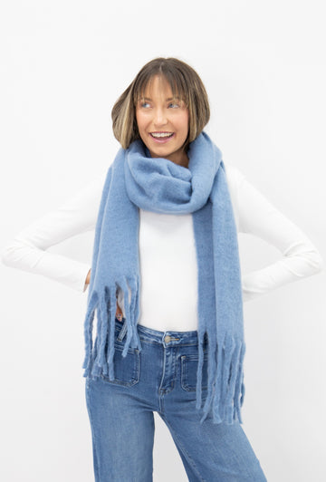 Brushed Woven Scarf, Blue