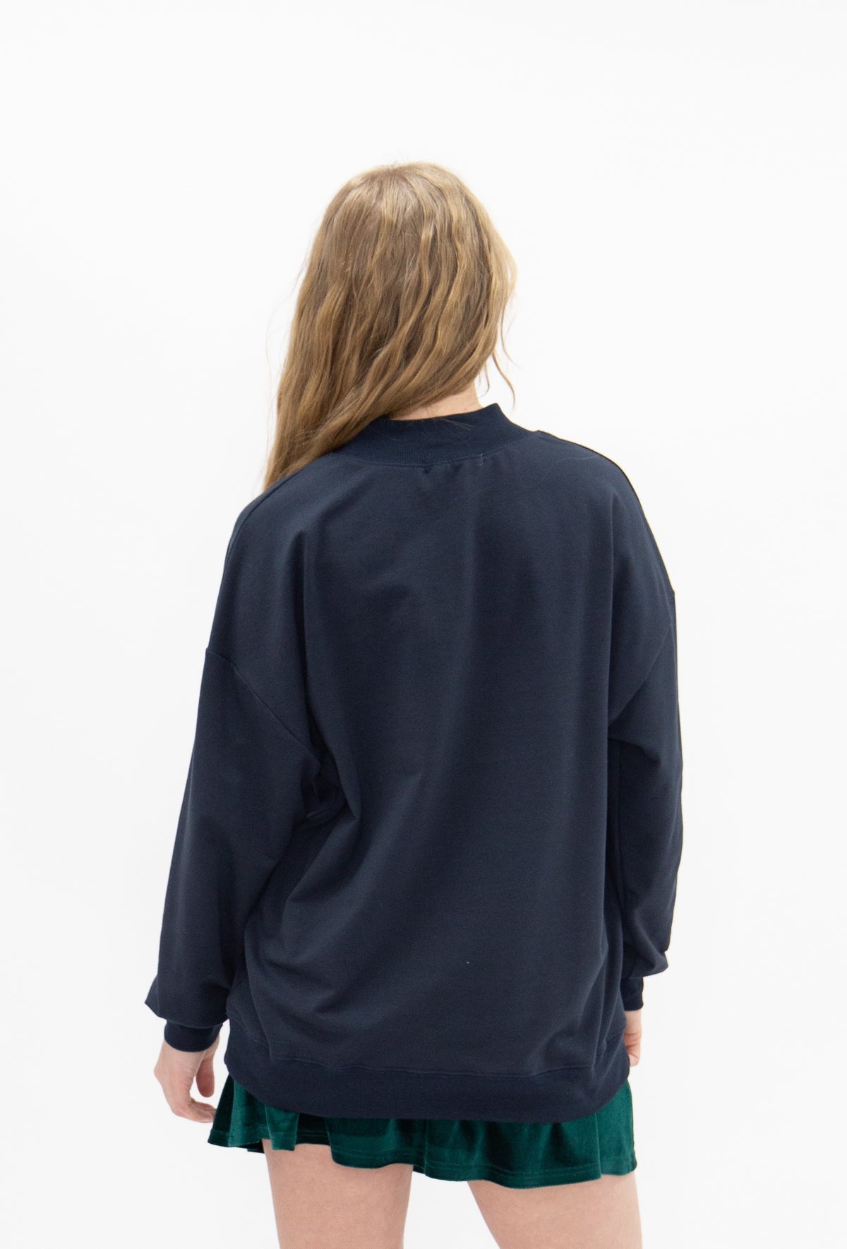 Glitter Snowman on Navy Mock Neck Top