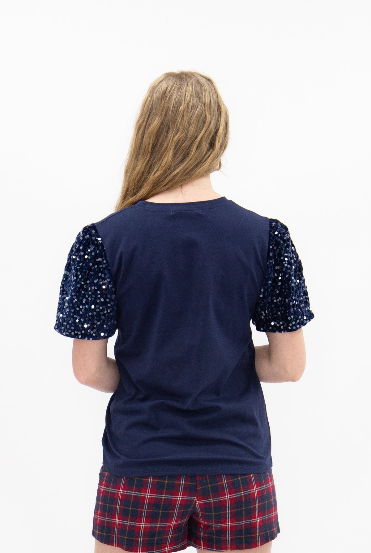 Festive Forest on Princess Top, Navy Blue