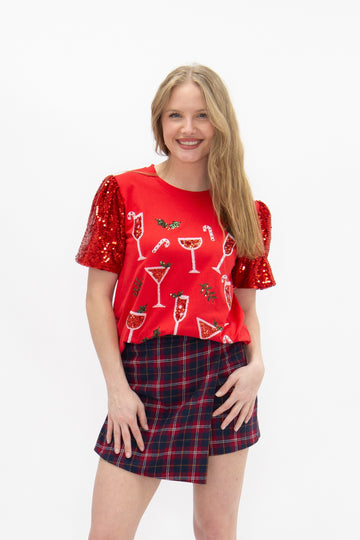 Christmas Cocktails on Princess Top, Red