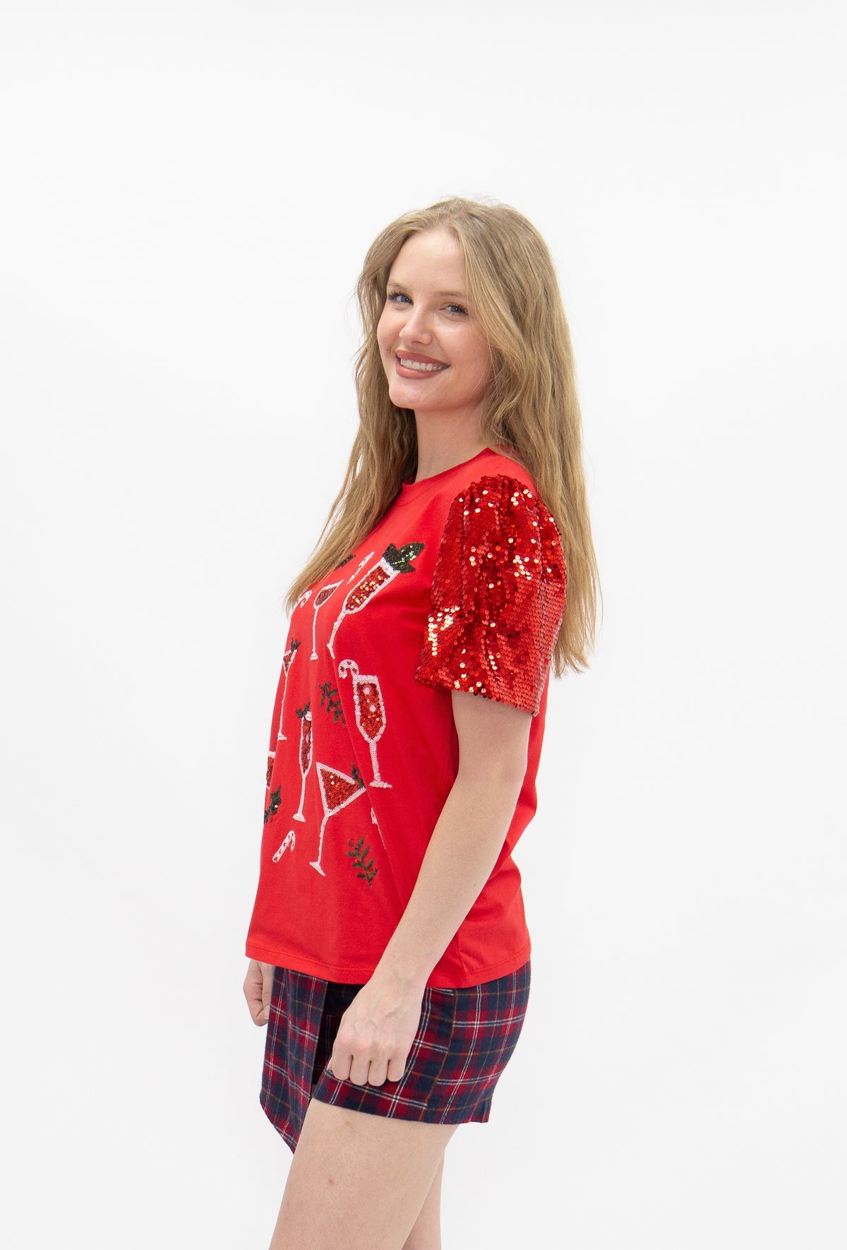 Christmas Cocktails on Princess Top, Red