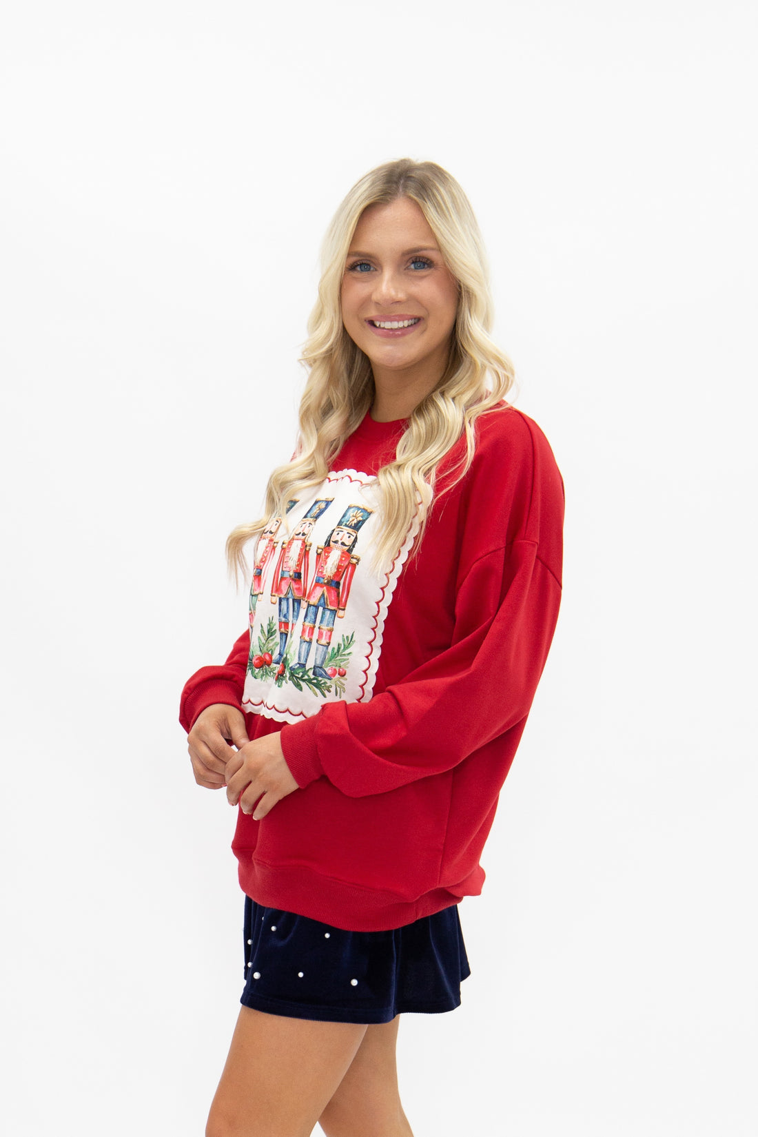 Nutcracker Stamp on Long-Sleeve Shirt, Red
