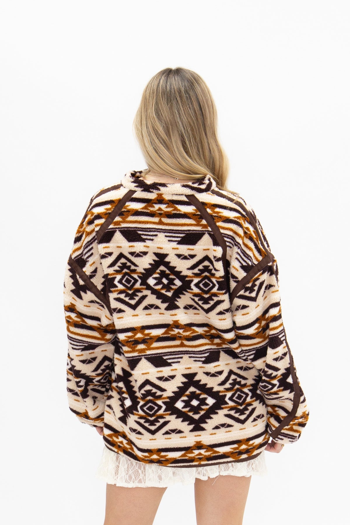 Brown Sweater with Serape Print