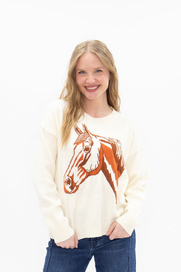 Horse on a Cream Sweater
