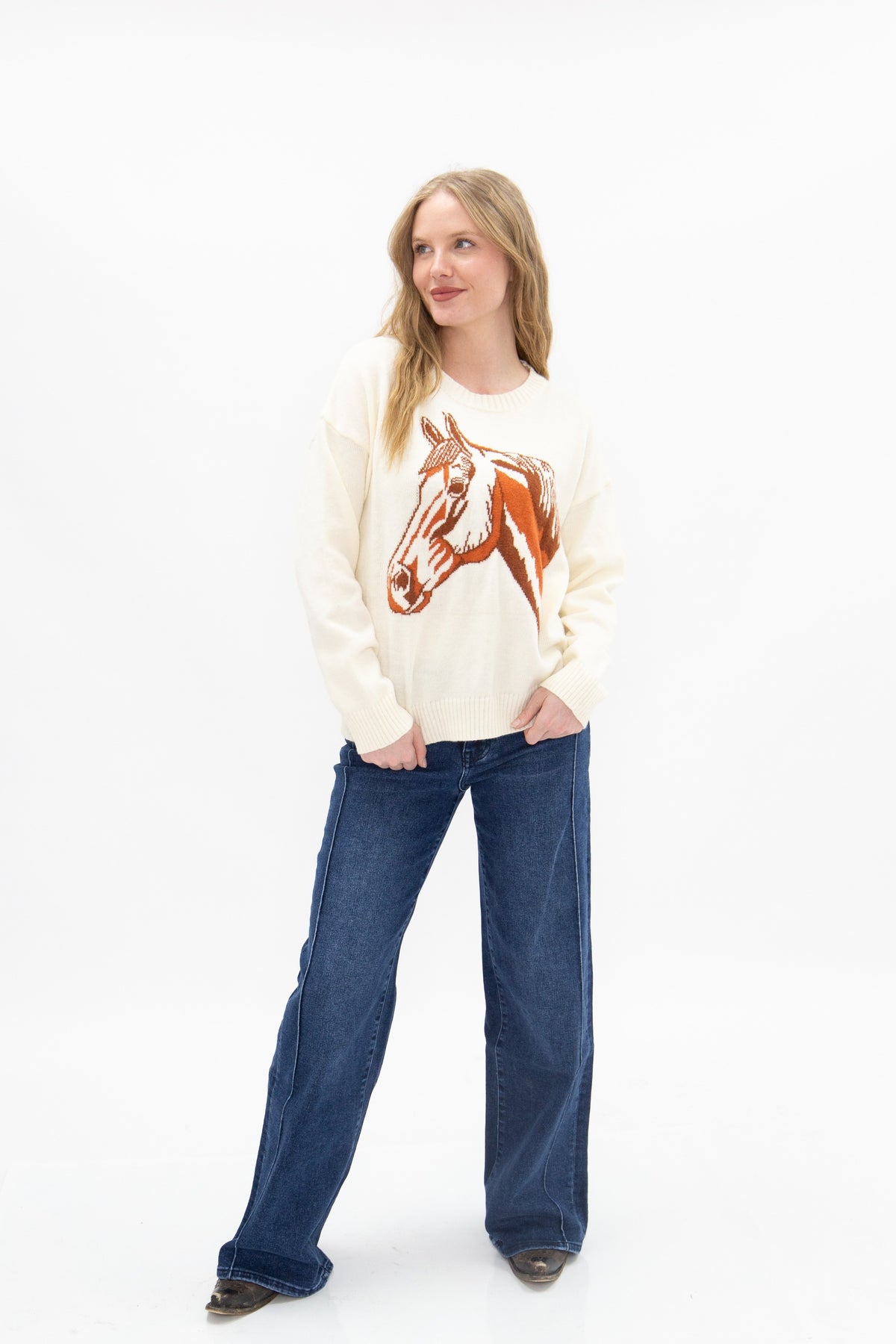 Horse on a Cream Sweater