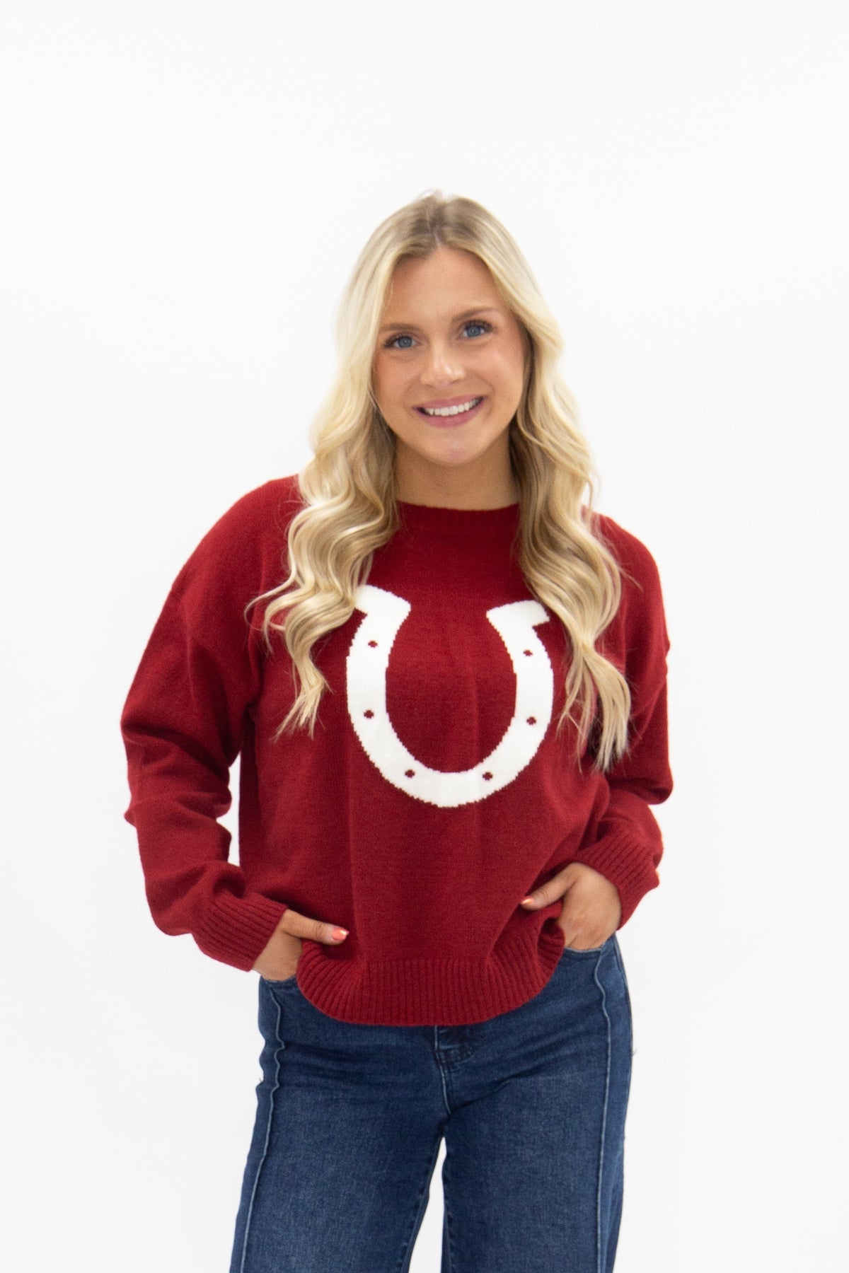 Horse Shoe on a Red Sweater