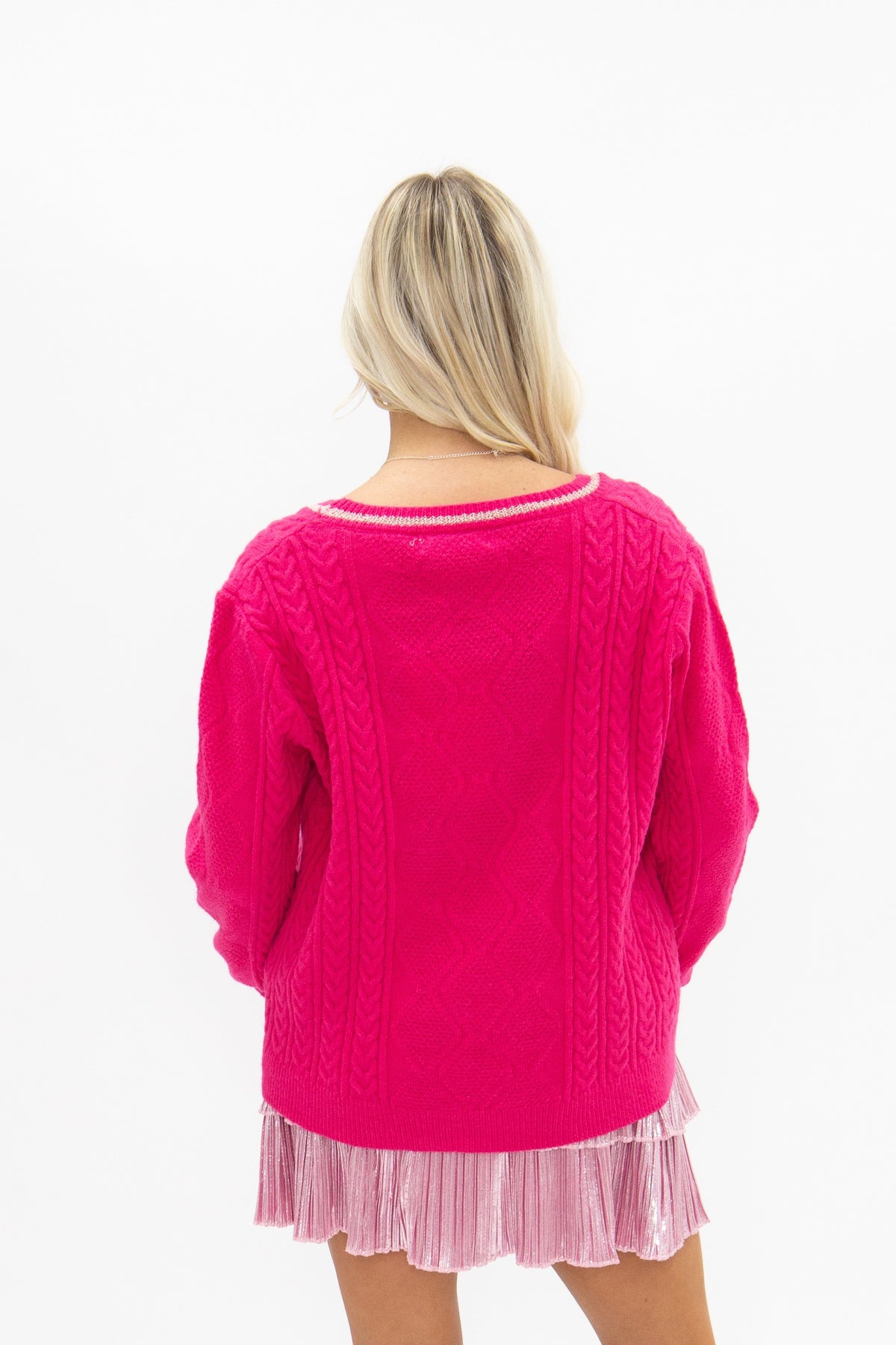 Candy Cane Bows on Pink Cardigan