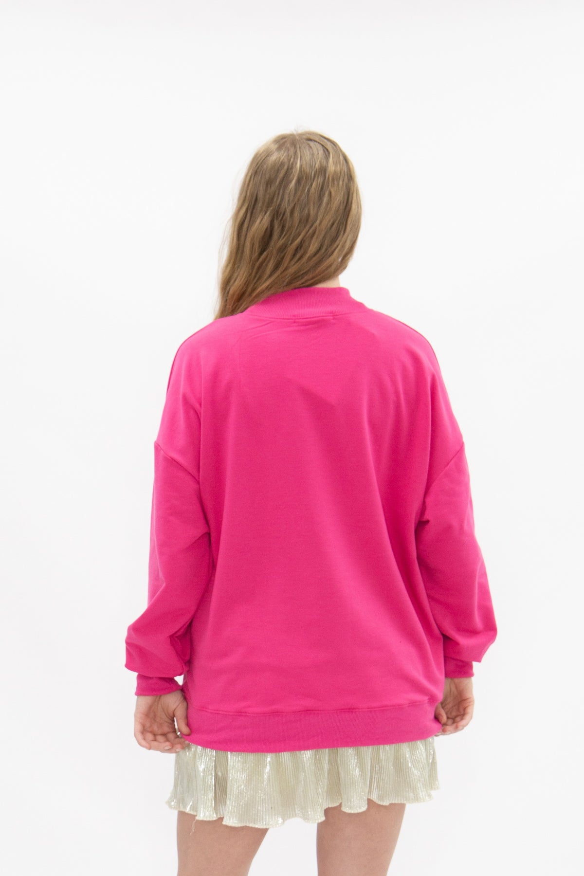 Feelin' Festive on Hot Pink Mock Neck Top