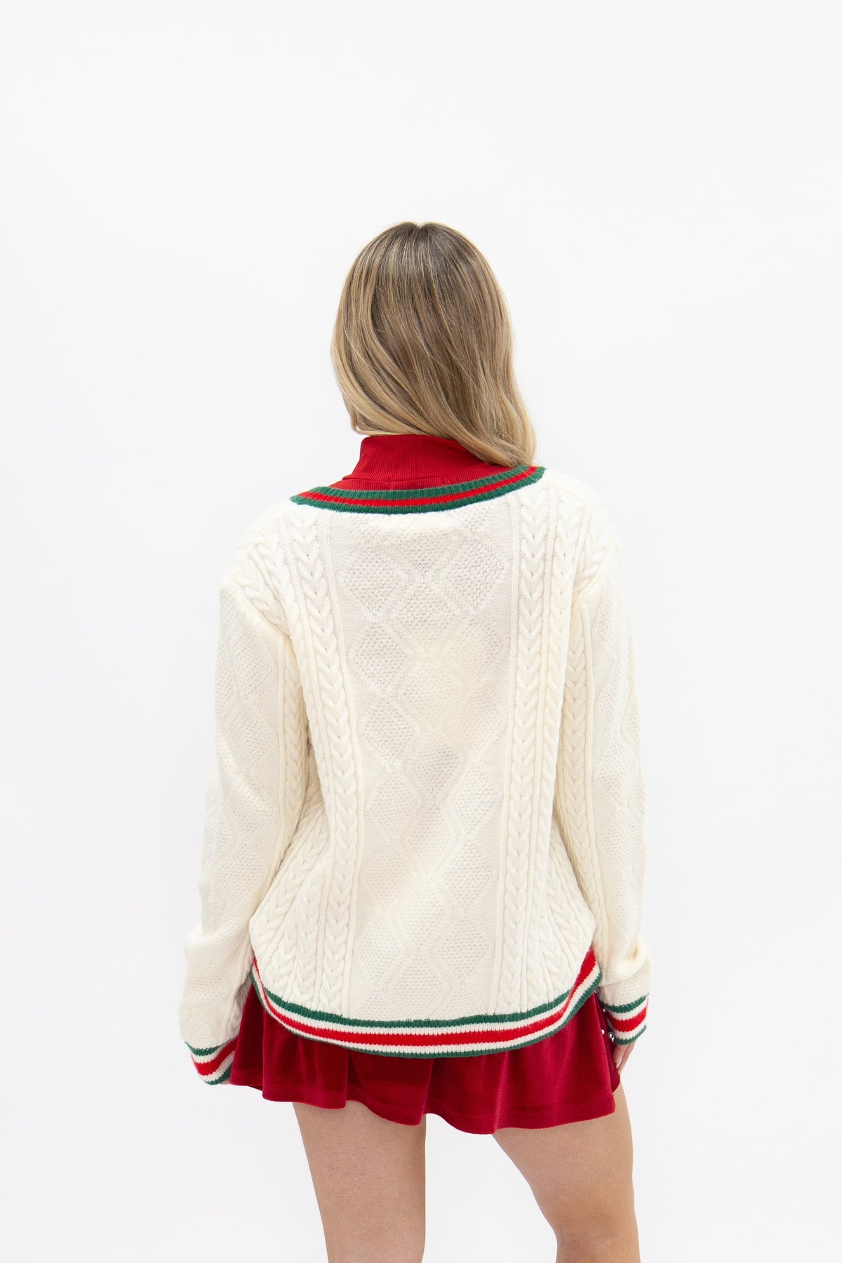 Snowman Patches on White Cardigan