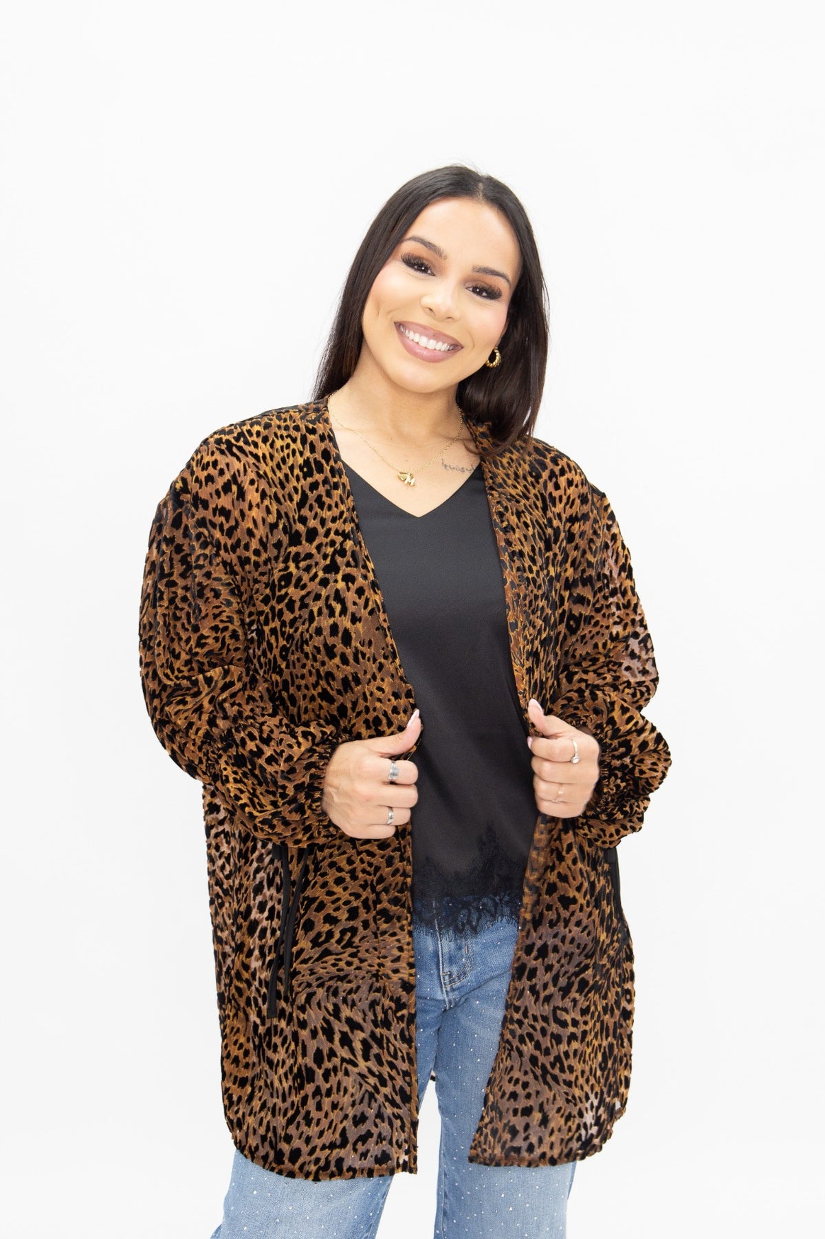 Leopard Burnout Velvet Kimono