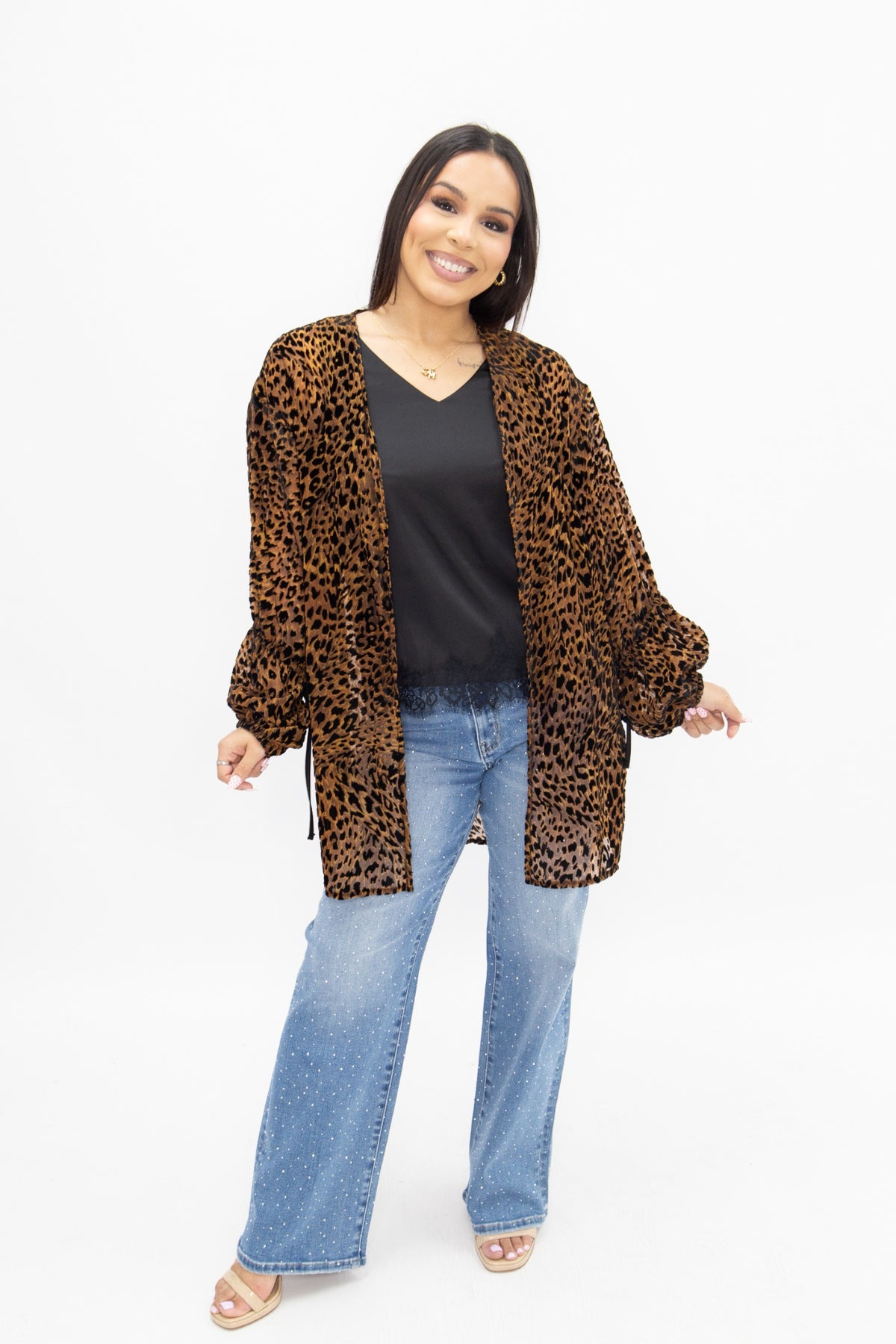 Leopard Burnout Velvet Kimono