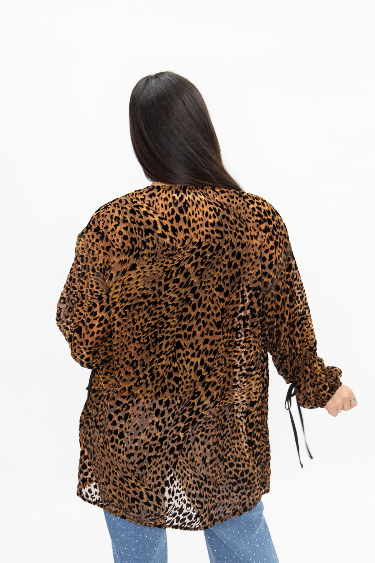 Leopard Burnout Velvet Kimono