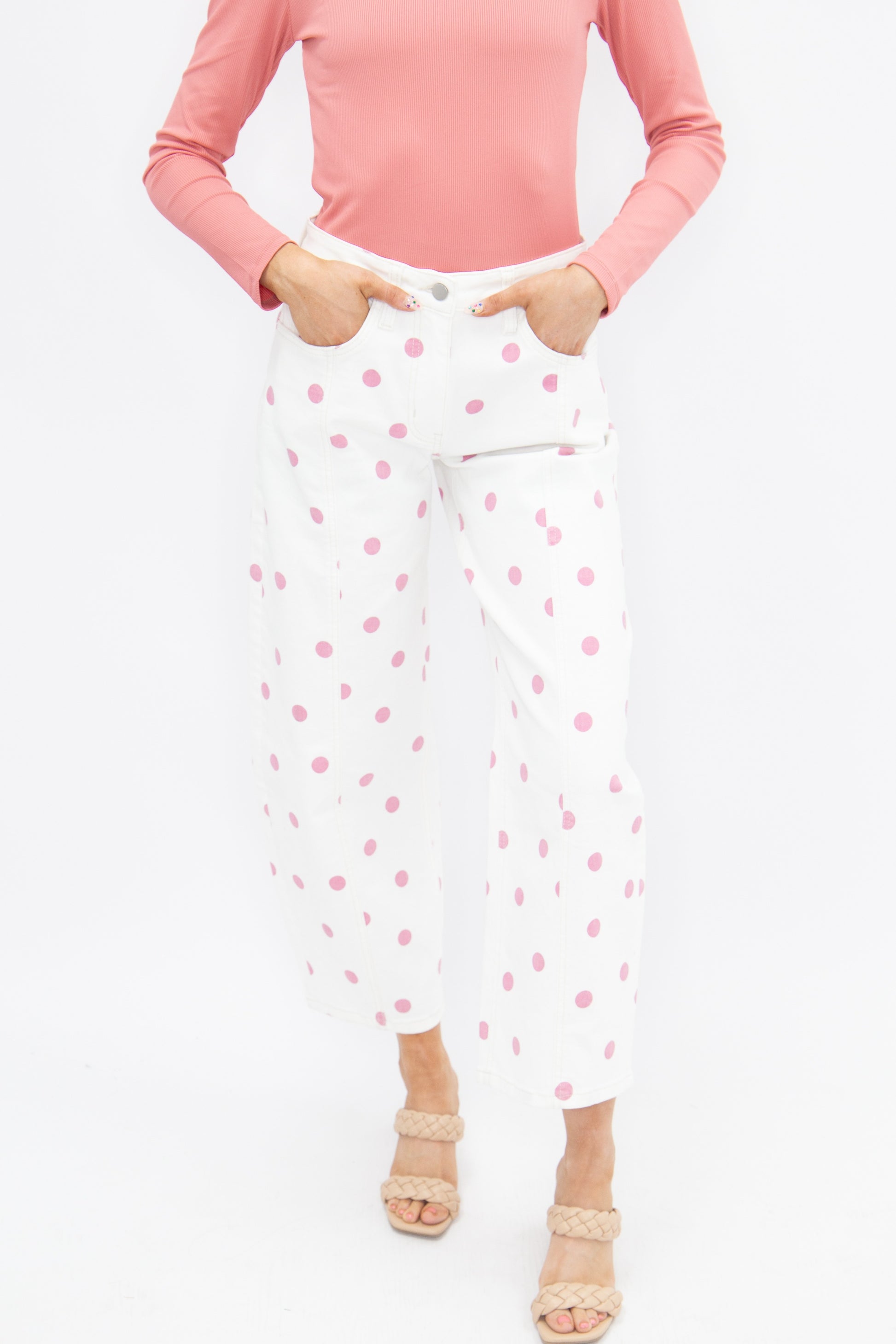 Polka Dot Barrel Jeans - detail shot