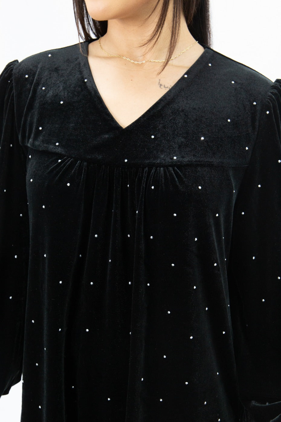 Velvet Long Sleeve Dress, Black