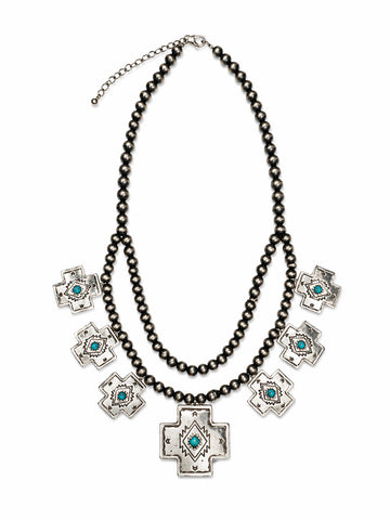 Silver Cross Concho Navajo Necklace
