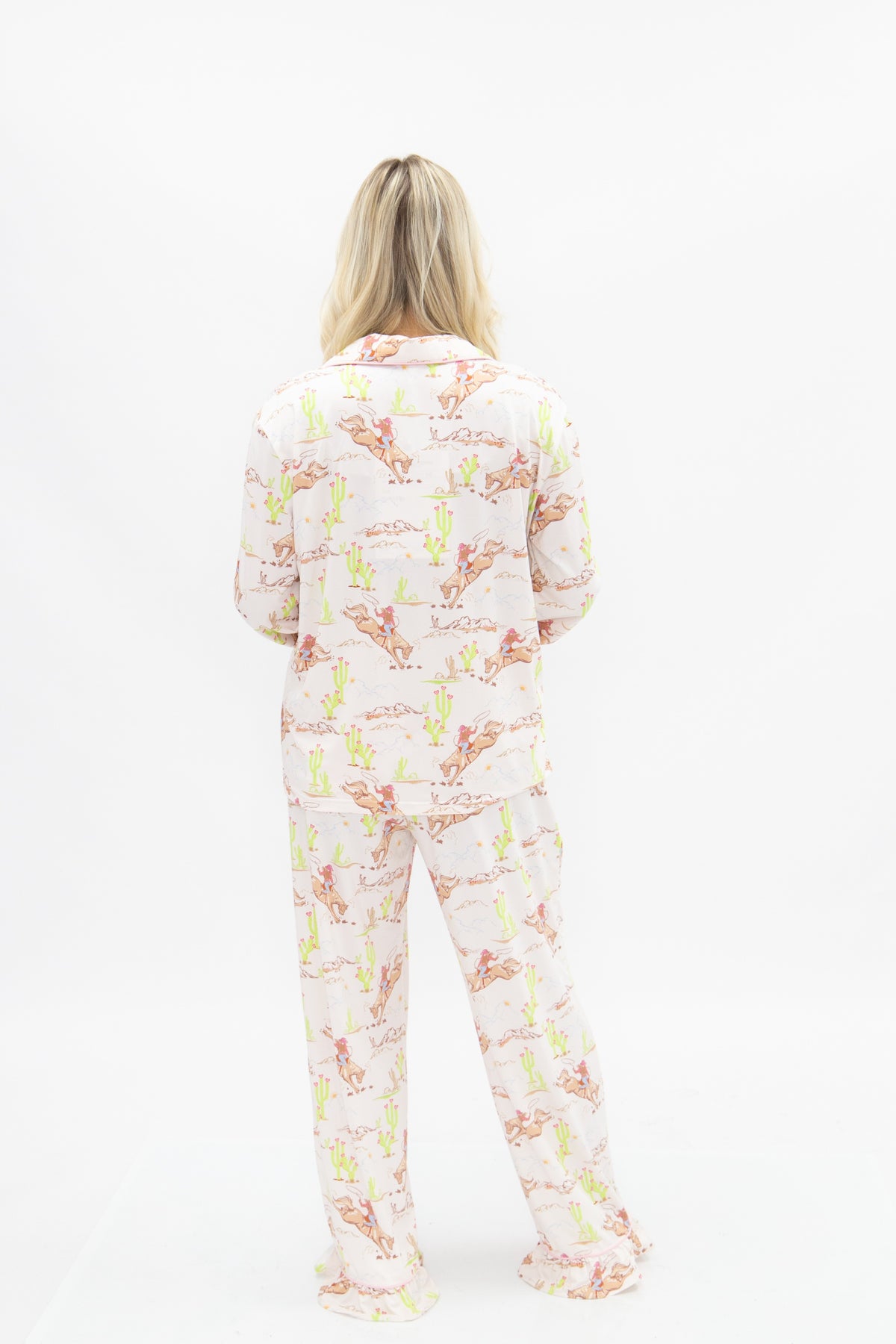 Horse Print Button Up PJ Set