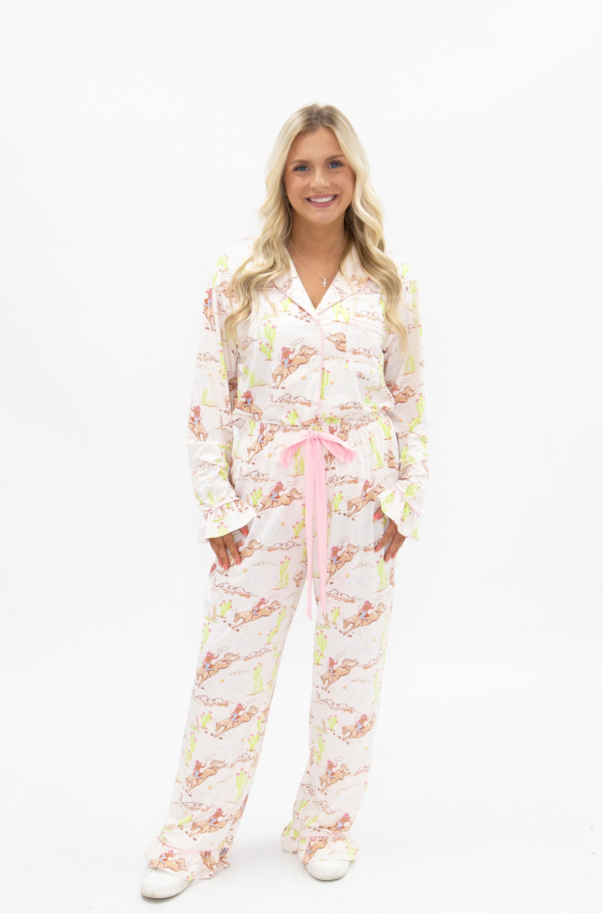 Horse Print Button Up PJ Set