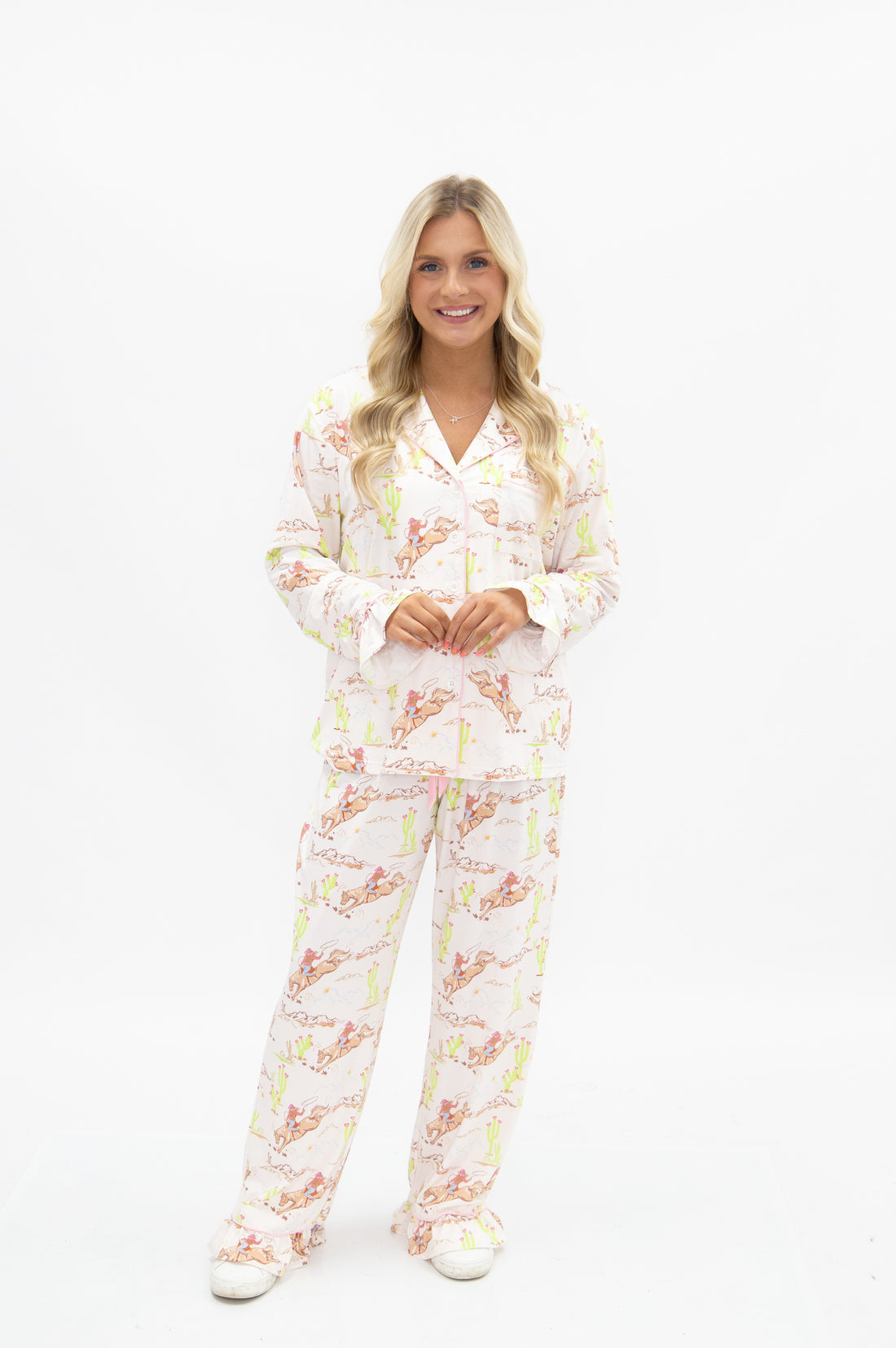 Horse Print Button Up PJ Set