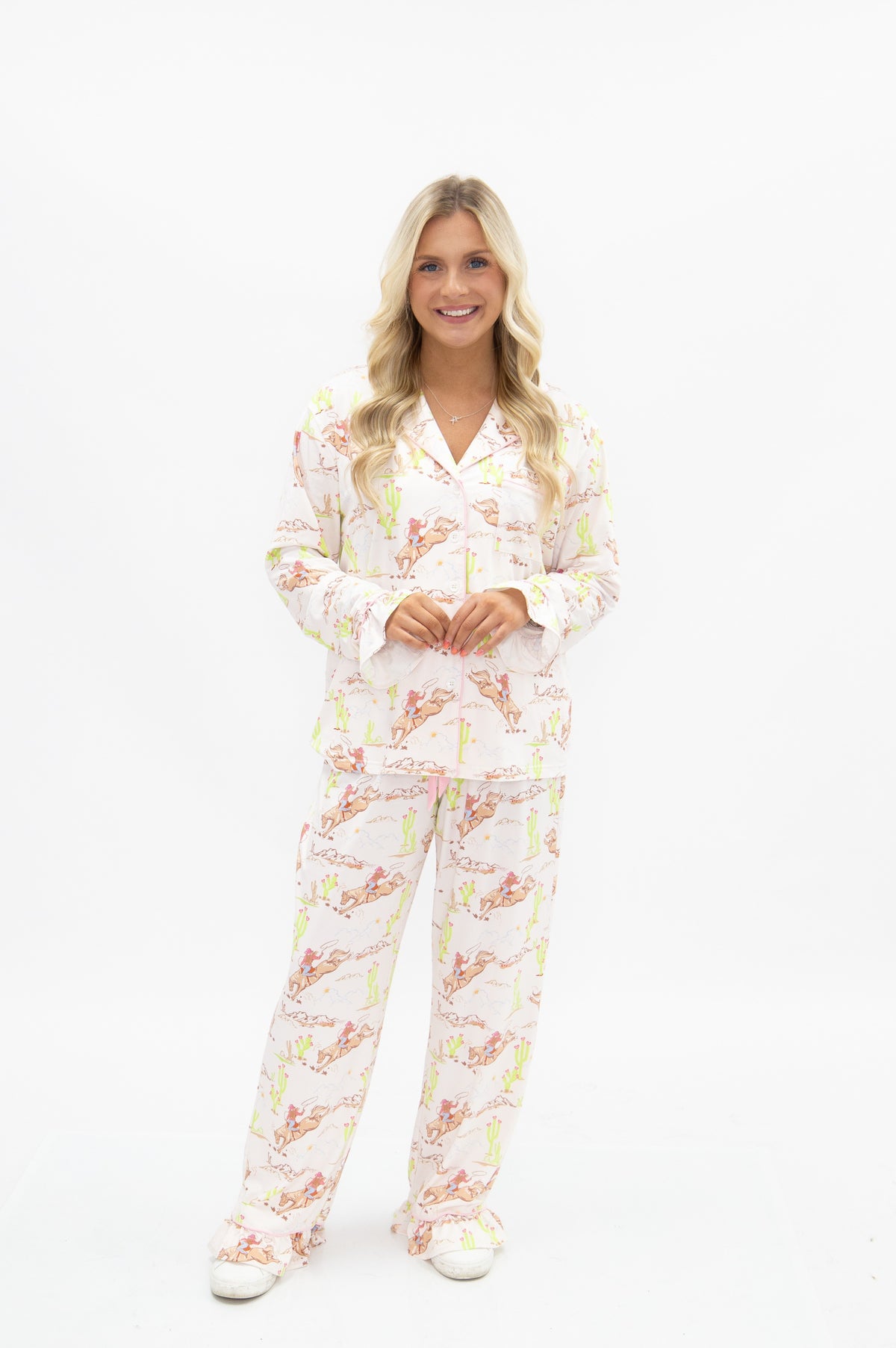 Horse Print Button Up PJ Set