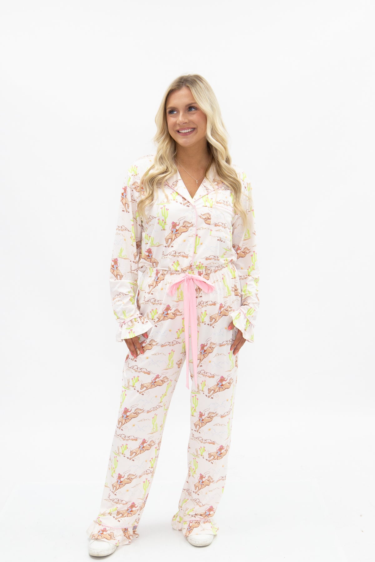 Horse Print Button Up PJ Set