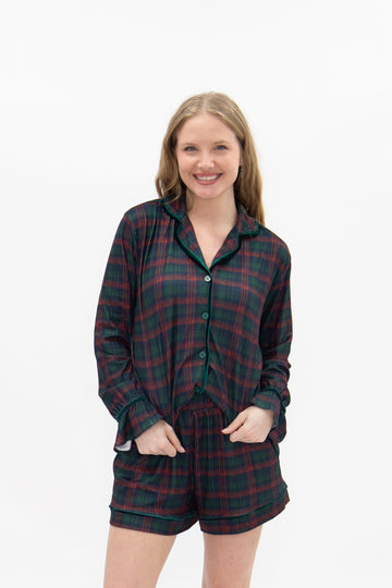 Adult PJ Green plaid set