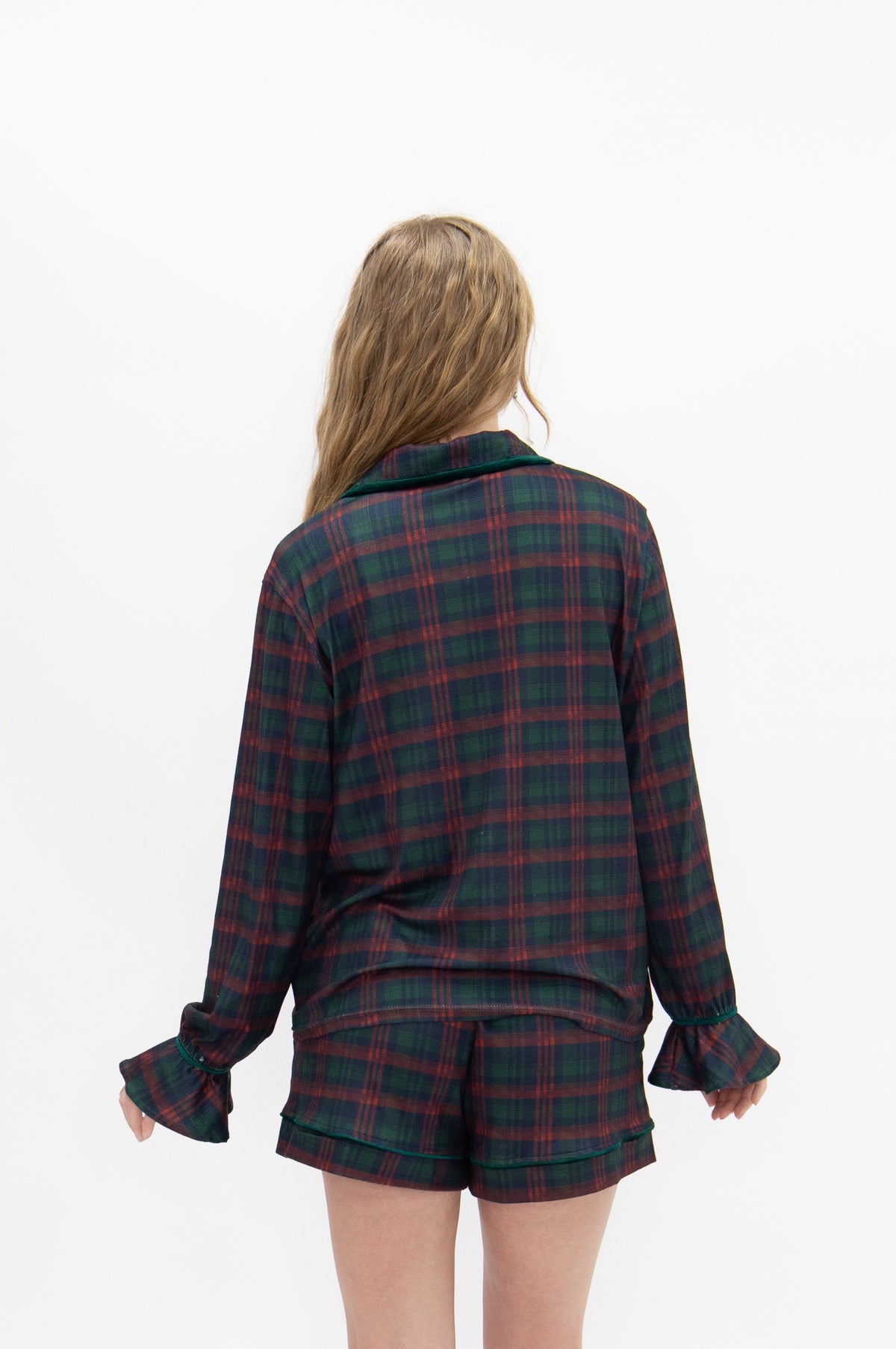 Adult PJ Green plaid set