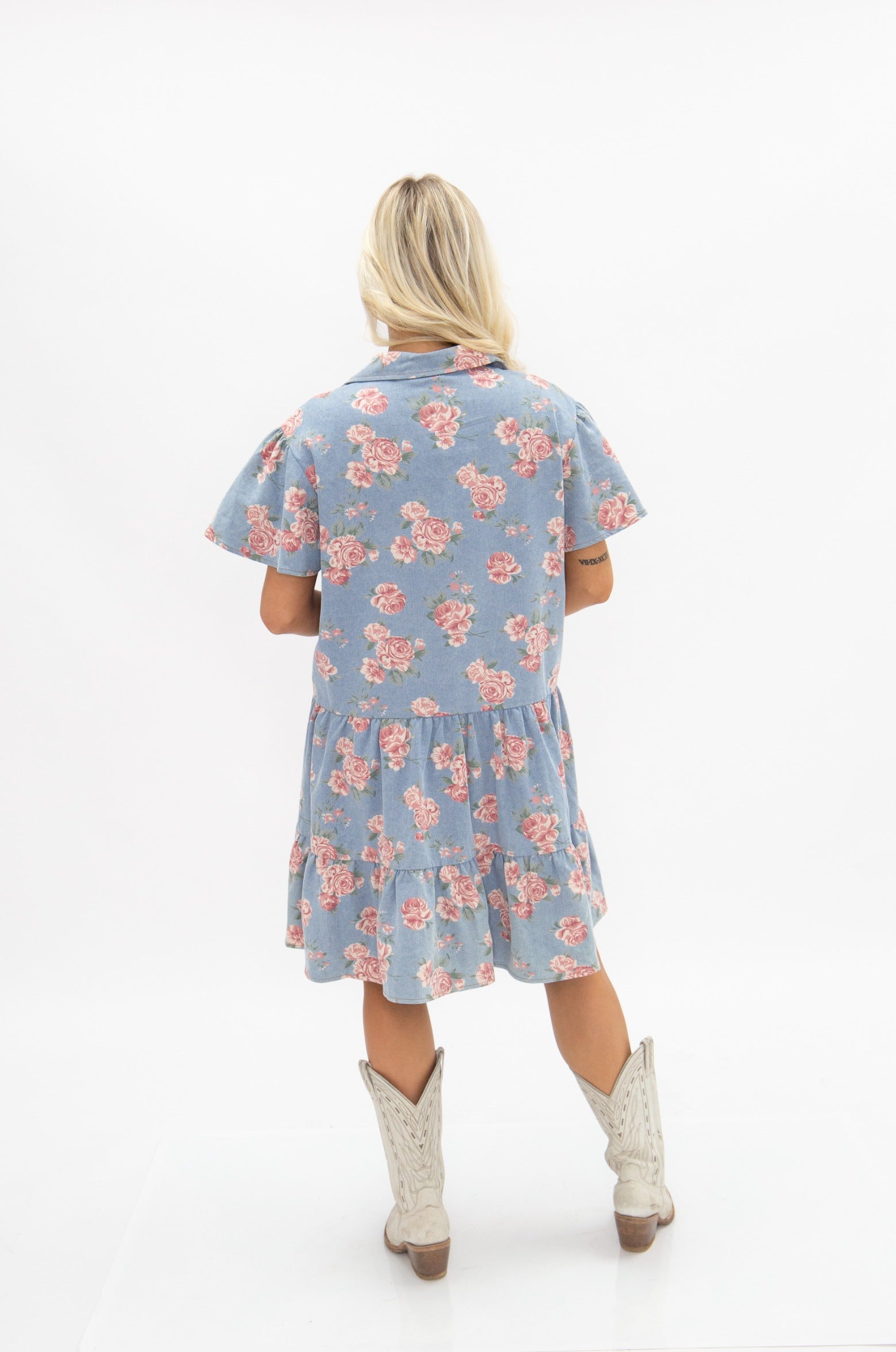 Floral Print Denim Dress