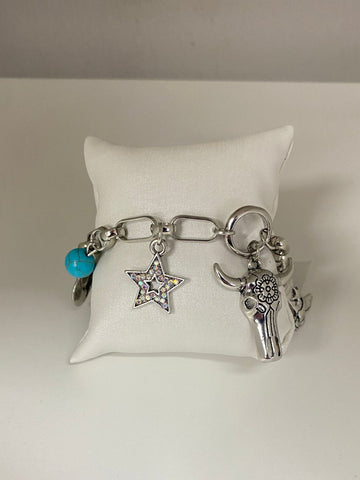 Western Charm Bracelet, Silver