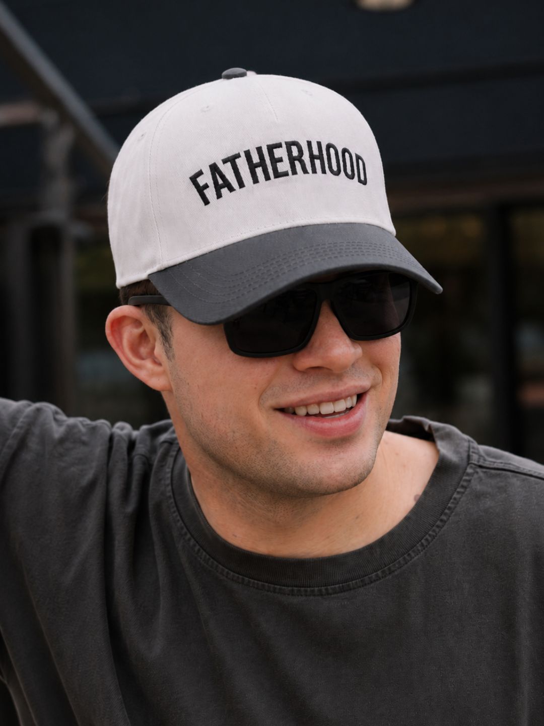 "Fatherhood" on White Cap with Black Bill