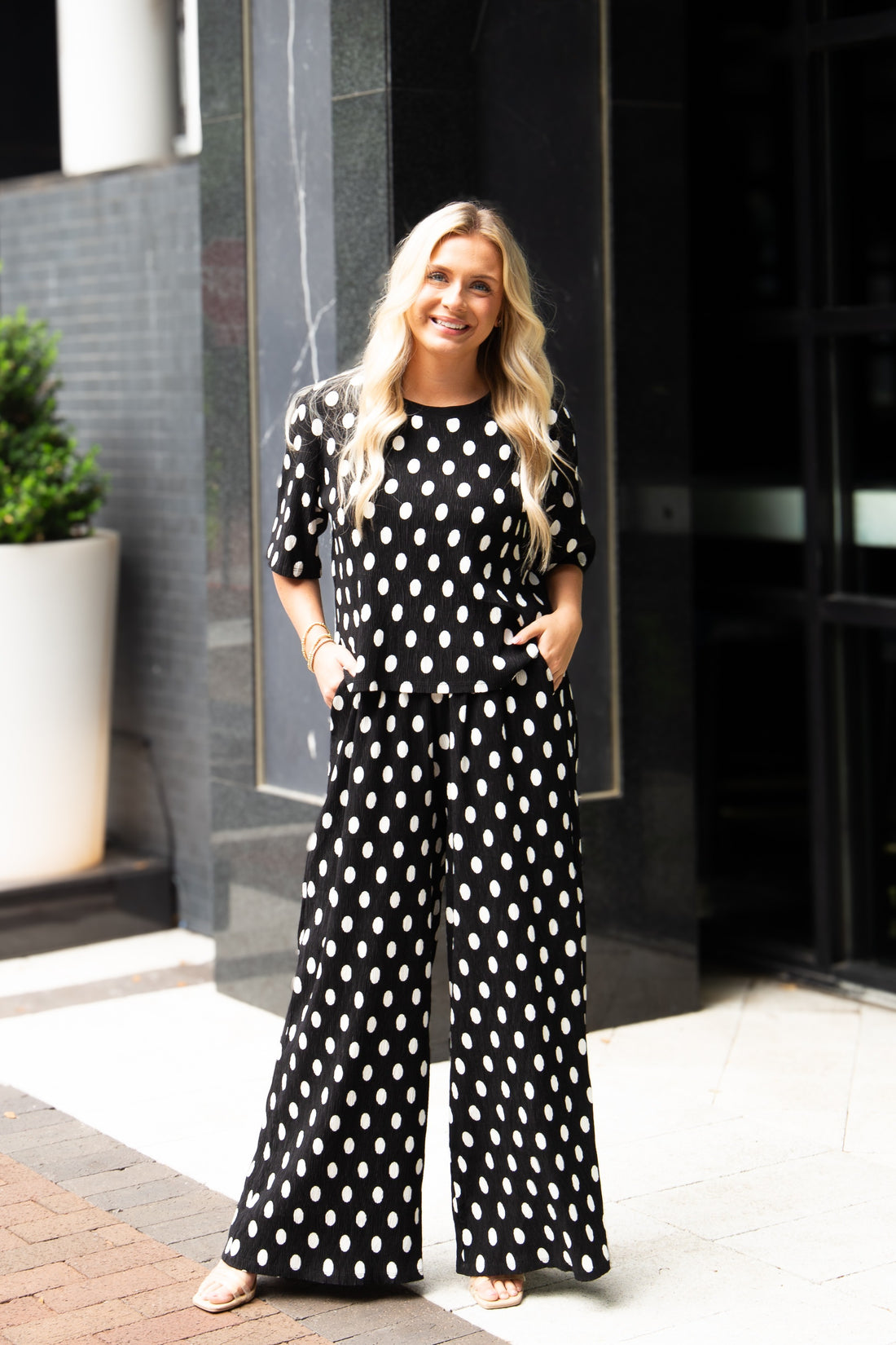 The Earhart Top with 3/4 Sleeves, Polka Dot