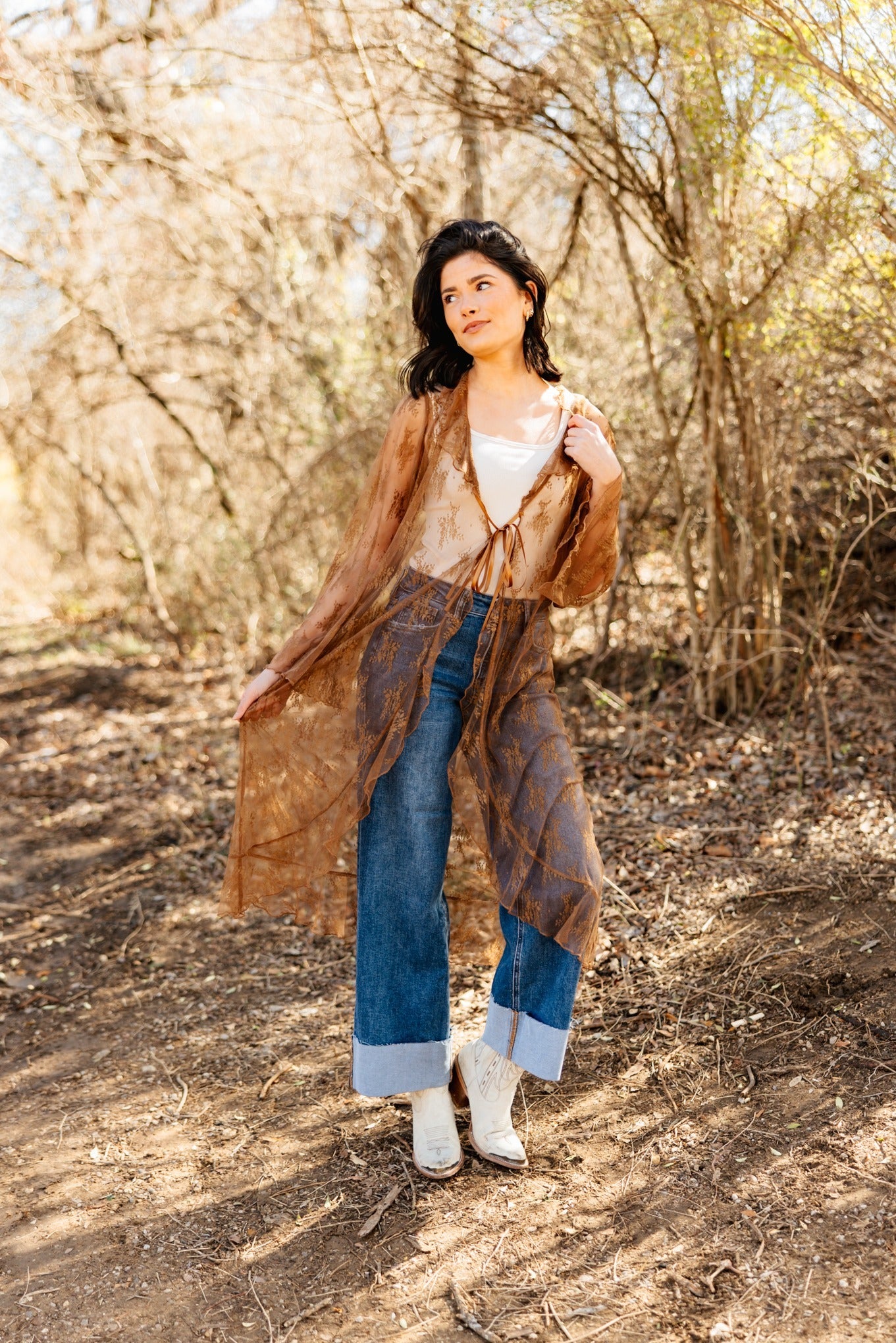 Lace Long Kimono, Brown – GRACE+EMMA®