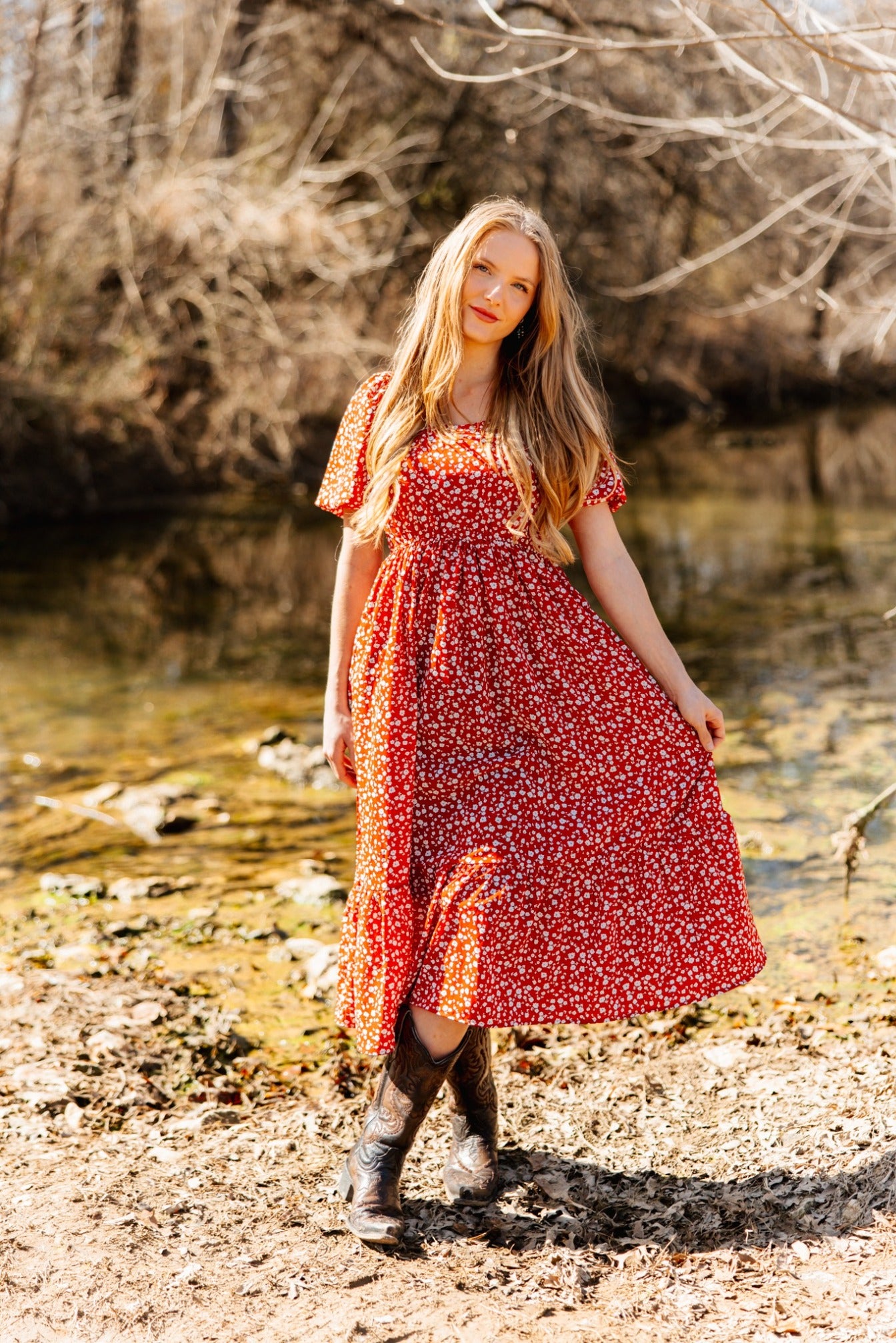 red floral midi dress Plus Size Sleeveless Scuba Boat Neck, Sweet Sunday in Red, Size 3X, For Brunch True to size Puff Sleeve Midi Dress, Red
