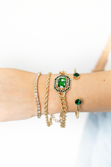 Gold and Green Bracelet Set