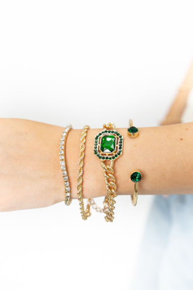 Gold and Green Bracelet Set