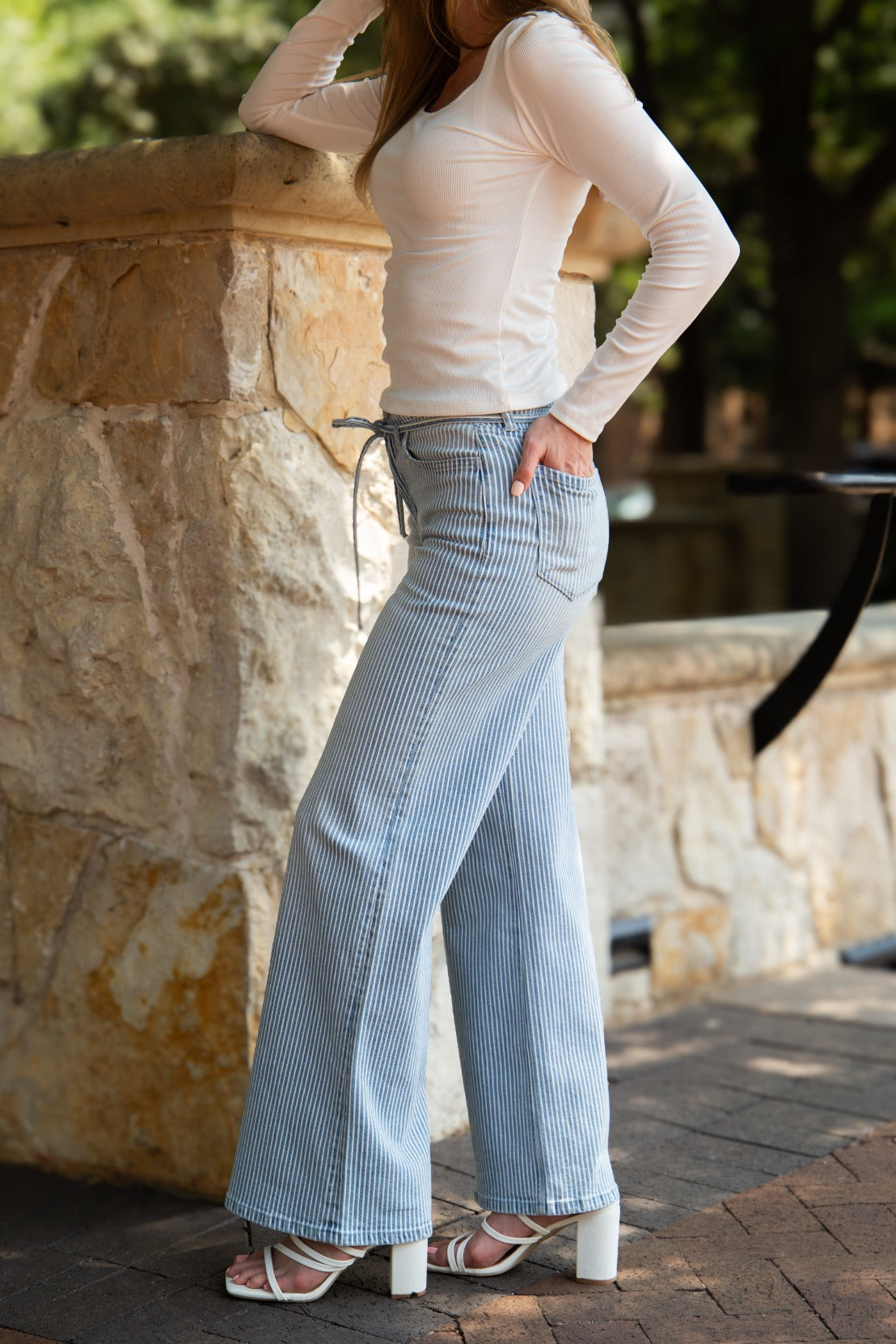 Striped Straight-Leg Jeans, detail