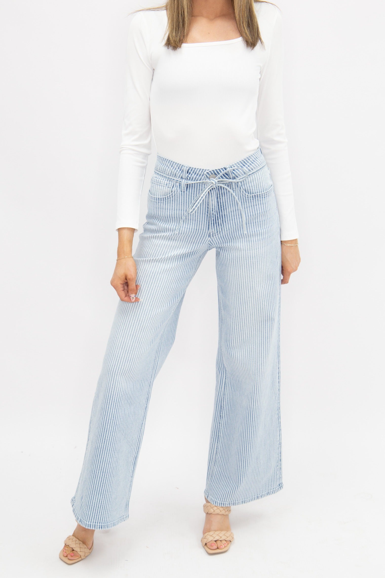 Striped Straight-Leg Jeans - fit detail