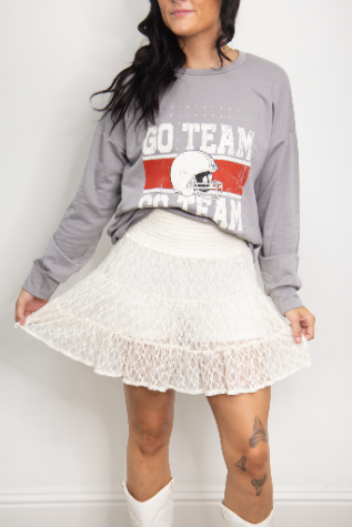Lace Skirt with Shorts, Ivory