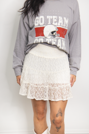Lace Skirt with Shorts, Ivory
