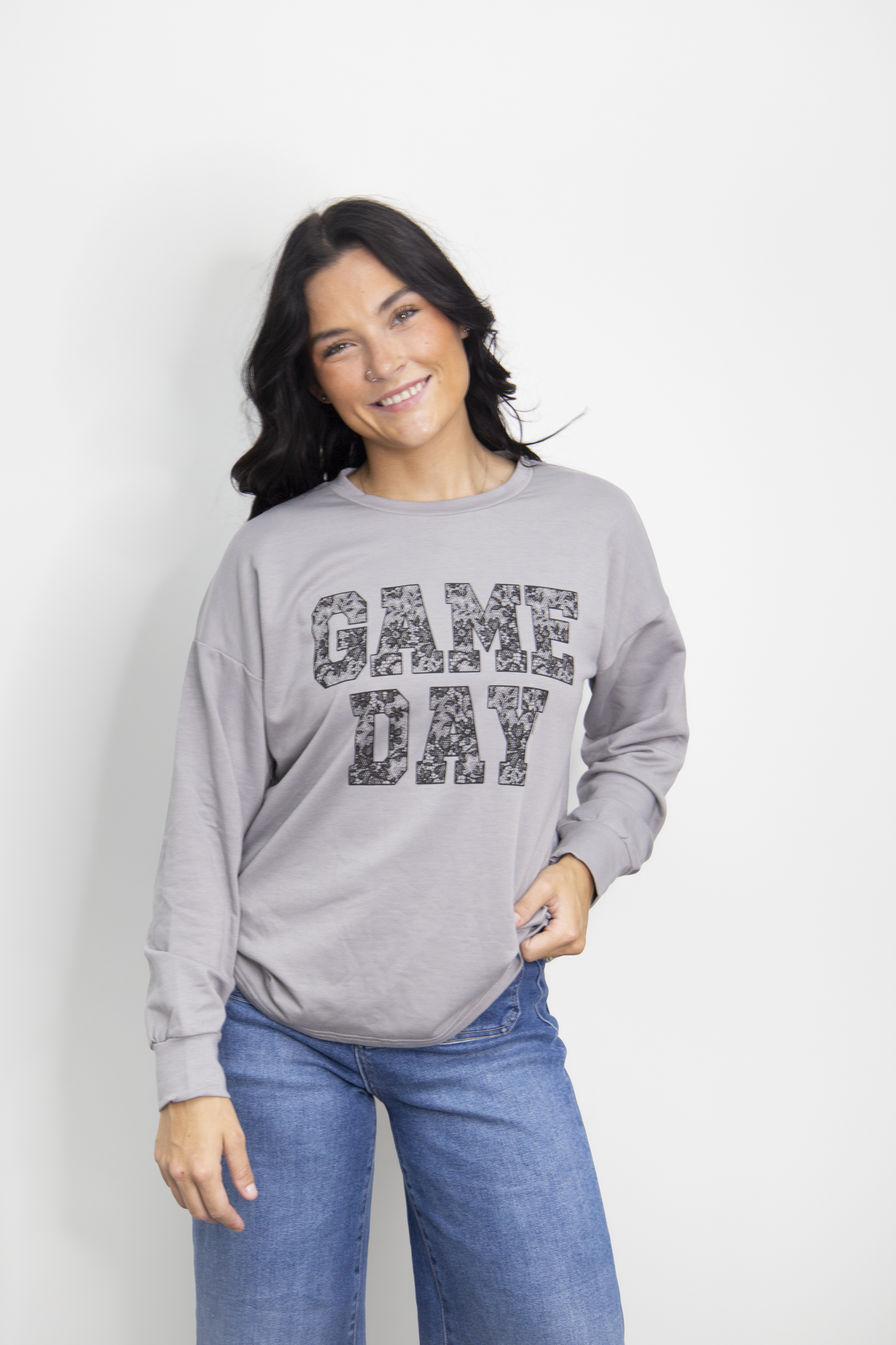 GAME DAY on Light Weight Sweatshirt, Grey, detail