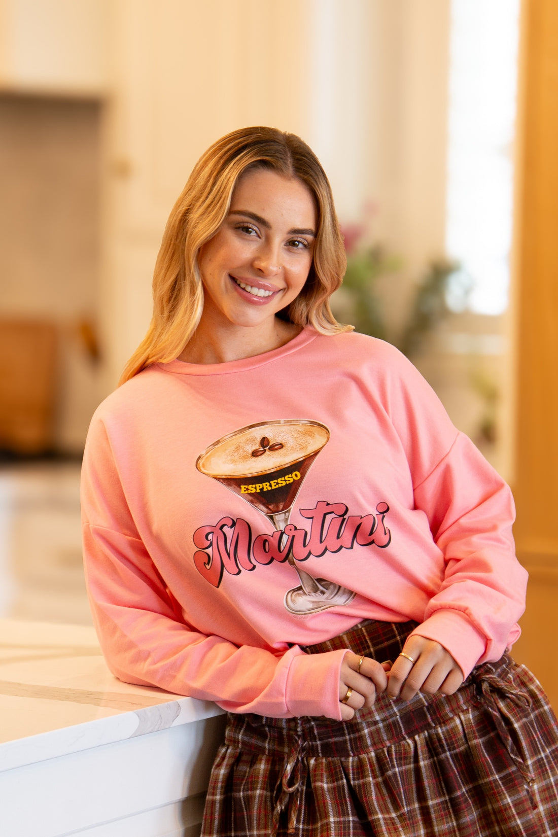 Espresso Martini on Light Weight Sweatshirt, Pink