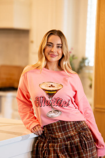 Espresso Martini on Light Weight Sweatshirt, Pink