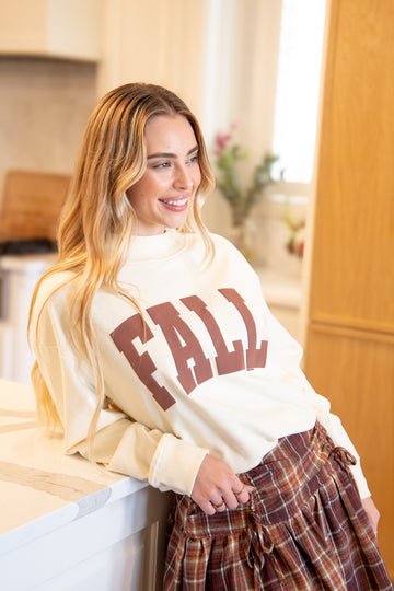 Fall on Mock Neck Sweatshirt, Ivory