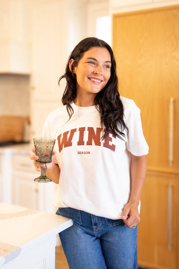 Wine Season on White Tee Shirt